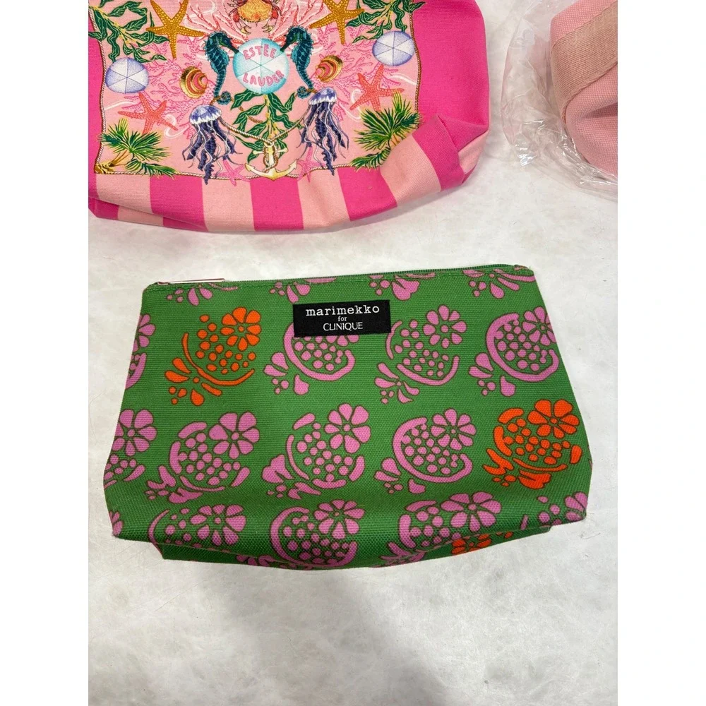 Makeup Bag Lot Estee Lauder Marimekko Clinique Laneige Laura Ashley Cosmetic 4pc